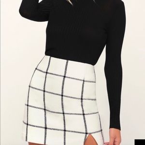 Lulu’s White Plaid Mini Skirt